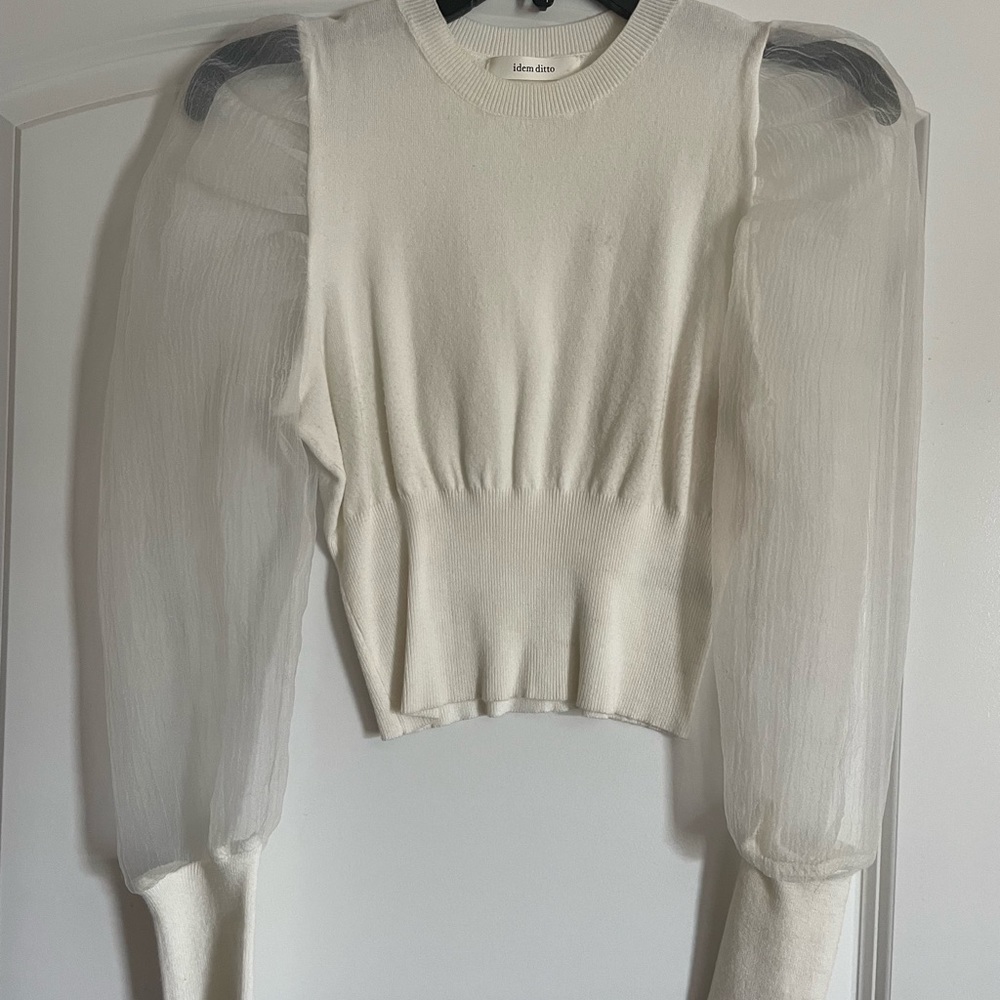 White organza long sleeve top